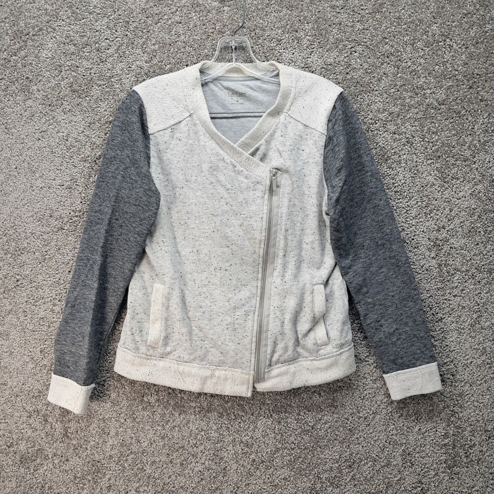 Calvin Klein Performance Womens Grey Asymmetrical Zip Moto Sweatshirt Size M